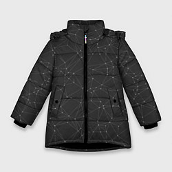Куртка зимняя для девочки Контурный Многоугольник На Чёрном Фоне, цвет: 3D-черный