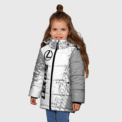 Куртка зимняя для девочки Lexus Speed на светлом фоне со следами шин, цвет: 3D-черный — фото 2