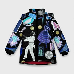 Куртка зимняя для девочки Underground pattern Fashion 2077, цвет: 3D-красный