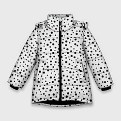 Куртка зимняя для девочки Горошек На Белом Фоне, цвет: 3D-черный