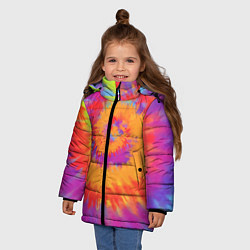 Куртка зимняя для девочки Тай дай в радуге, цвет: 3D-светло-серый — фото 2