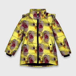 Куртка зимняя для девочки Попугай Корелла Орёт Мем, цвет: 3D-черный