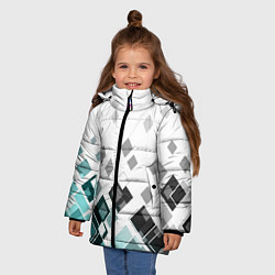Куртка зимняя для девочки Geometric pattern Геометрический узор ромбы, цвет: 3D-красный — фото 2