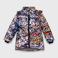 Куртка зимняя для девочки Холст забрызганный краской Fashion trend, цвет: 3D-светло-серый