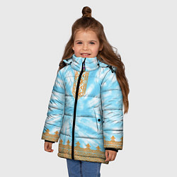 Куртка зимняя для девочки Славянская тай-дай рубаха, цвет: 3D-красный — фото 2