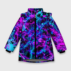 Куртка зимняя для девочки НЕОНОВЫЕ - КРАСКИ - МОЛНИИ, цвет: 3D-светло-серый