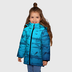 Куртка зимняя для девочки Акулы - океан, цвет: 3D-светло-серый — фото 2