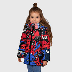 Куртка зимняя для девочки Такие разные монстры, цвет: 3D-красный — фото 2