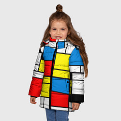 Куртка зимняя для девочки Texture of squares rectangles, цвет: 3D-светло-серый — фото 2