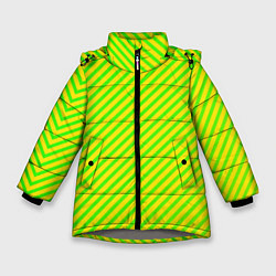 Куртка зимняя для девочки Кислотный зеленый стиль, цвет: 3D-светло-серый