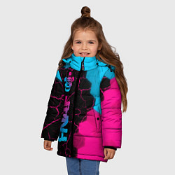 Куртка зимняя для девочки FNAF - neon gradient: по-вертикали, цвет: 3D-черный — фото 2