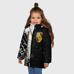 Куртка зимняя для девочки PORCHE - ЧЕРНО БЕЛЫЙ, цвет: 3D-черный — фото 2