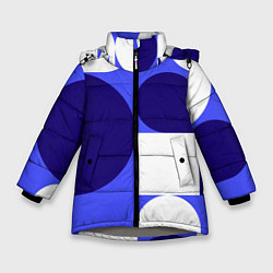 Куртка зимняя для девочки Абстрактный набор геометрических фигур - Синий фон, цвет: 3D-светло-серый