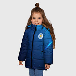 Куртка зимняя для девочки Сборная Уругвая синяя абстракция, цвет: 3D-черный — фото 2