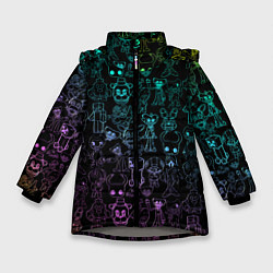 Куртка зимняя для девочки Персонажи из разных игр неон, цвет: 3D-светло-серый
