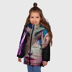 Куртка зимняя для девочки Jinx портрет - Аркейн League of legends, цвет: 3D-светло-серый — фото 2
