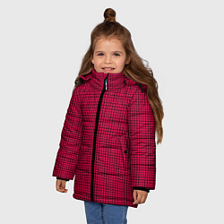 Куртка зимняя для девочки Черно-красная мелкая клетка, цвет: 3D-красный — фото 2