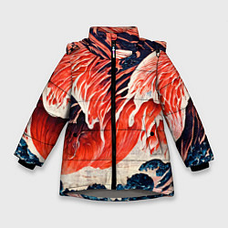 Куртка зимняя для девочки Великая красная волна, цвет: 3D-светло-серый