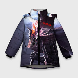 Куртка зимняя для девочки Берсерк С Мечечём На Плече, цвет: 3D-светло-серый