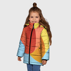 Куртка зимняя для девочки Абстрактные разноцветные листы, цвет: 3D-светло-серый — фото 2