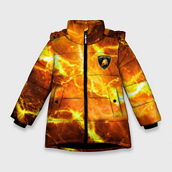 Куртка зимняя для девочки Lamborghini - яркие молнии, цвет: 3D-черный