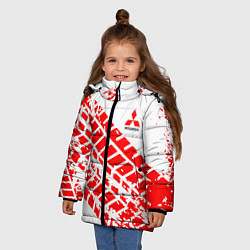 Куртка зимняя для девочки Mitsubishi - красный след шины, цвет: 3D-красный — фото 2