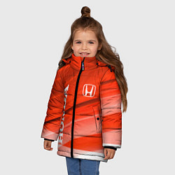 Куртка зимняя для девочки Хонда - Красно-белая абстракция, цвет: 3D-светло-серый — фото 2