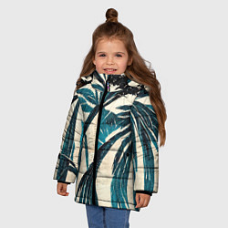 Куртка зимняя для девочки Винтажные пальмы, цвет: 3D-светло-серый — фото 2