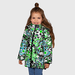 Куртка зимняя для девочки Зелено-голубой абстрактный узор, цвет: 3D-светло-серый — фото 2