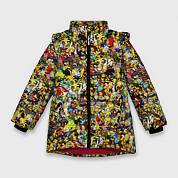 Куртка зимняя для девочки Симпсоны все Герои, цвет: 3D-красный