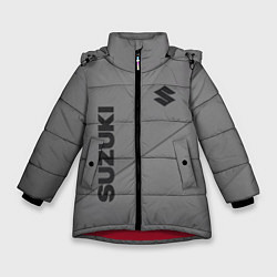 Куртка зимняя для девочки Suzuki - серая абстракция, цвет: 3D-красный
