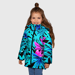 Куртка зимняя для девочки Palm branches, цвет: 3D-светло-серый — фото 2