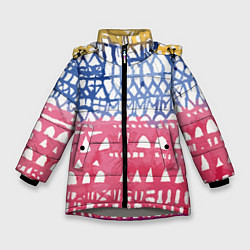 Куртка зимняя для девочки Абстракция Город Эдварда Мунка, цвет: 3D-светло-серый