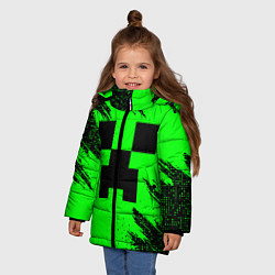 Куртка зимняя для девочки Minecraft squares, цвет: 3D-светло-серый — фото 2