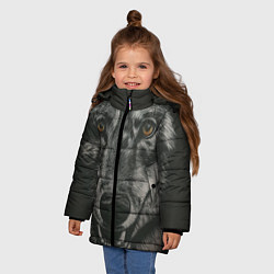 Куртка зимняя для девочки Крупная морда серого волка, цвет: 3D-черный — фото 2