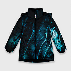 Куртка зимняя для девочки Огни в каплях дождя, цвет: 3D-черный