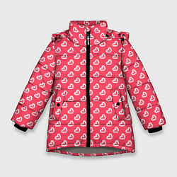 Куртка зимняя для девочки Белые сердечки - абстракция, цвет: 3D-светло-серый