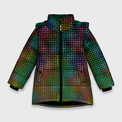 Куртка зимняя для девочки Неоновый сетчатый узор, цвет: 3D-черный