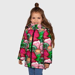 Куртка зимняя для девочки Калейдоскоп из листьев, цвет: 3D-светло-серый — фото 2