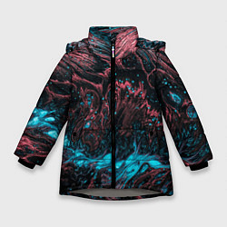 Куртка зимняя для девочки Красочные растекания, цвет: 3D-светло-серый