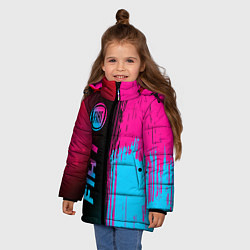 Куртка зимняя для девочки Fiat - neon gradient: по-вертикали, цвет: 3D-черный — фото 2