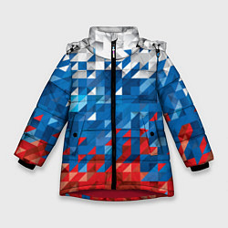 Куртка зимняя для девочки Полигональный флаг России!, цвет: 3D-красный