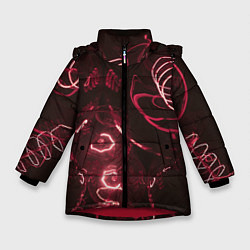 Куртка зимняя для девочки Неоновые тусклые фонари, цвет: 3D-красный