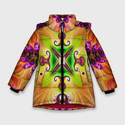 Куртка зимняя для девочки Яркий фрактальный узор, цвет: 3D-красный