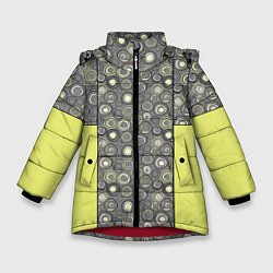 Куртка зимняя для девочки Абстрактный узор с неоновыми вставками, цвет: 3D-красный