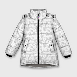 Куртка зимняя для девочки Белые цветы на светло сером, цвет: 3D-светло-серый