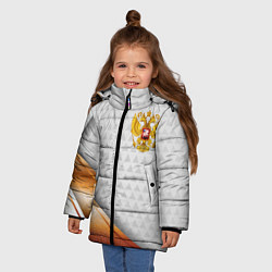 Куртка зимняя для девочки Герб РФ с золотой вставкой, цвет: 3D-светло-серый — фото 2