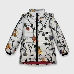 Куртка зимняя для девочки Каменные цветы, цвет: 3D-красный