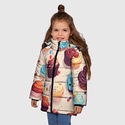 Куртка зимняя для девочки Капкейки на разный вкус, цвет: 3D-черный — фото 2