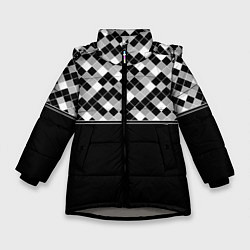 Зимняя куртка для девочки Черно-белый геометрический узор